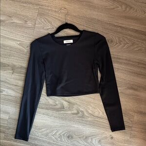 Aritzia Babaton Black Long Sleeve Crop Top